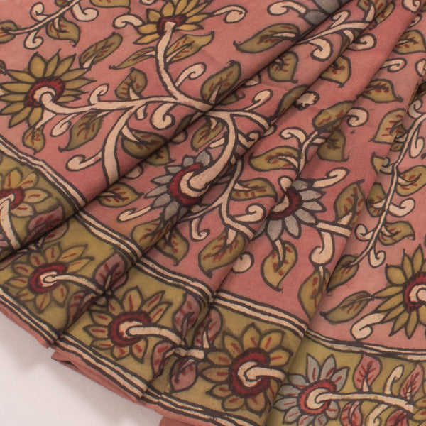 Hand Painted Pen Kalamkari Cotton Blouse Material-Rutambhara-RUTAMBHARA