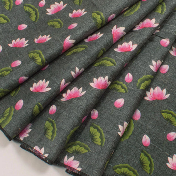 Pichwai Printed Raw Silk Blouse Material-Rutambhara-RUTAMBHARA