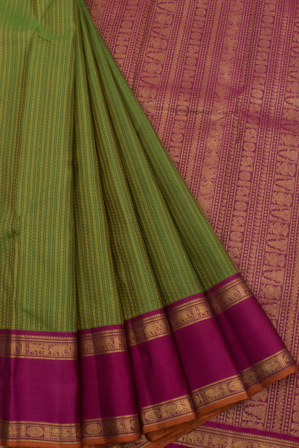 Eevara Green Magenta Kancheevaram Heirloom Silk Saree