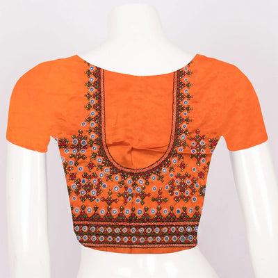 Mirror Embroidered Mashru Blouse Material-Rutambhara-RUTAMBHARA