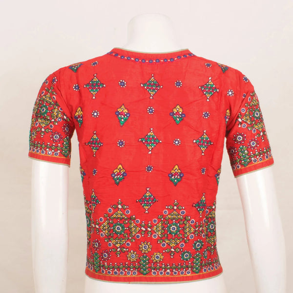 Hand Embroidered Raw Silk Crop Top-Rutambhara-RUTAMBHARA