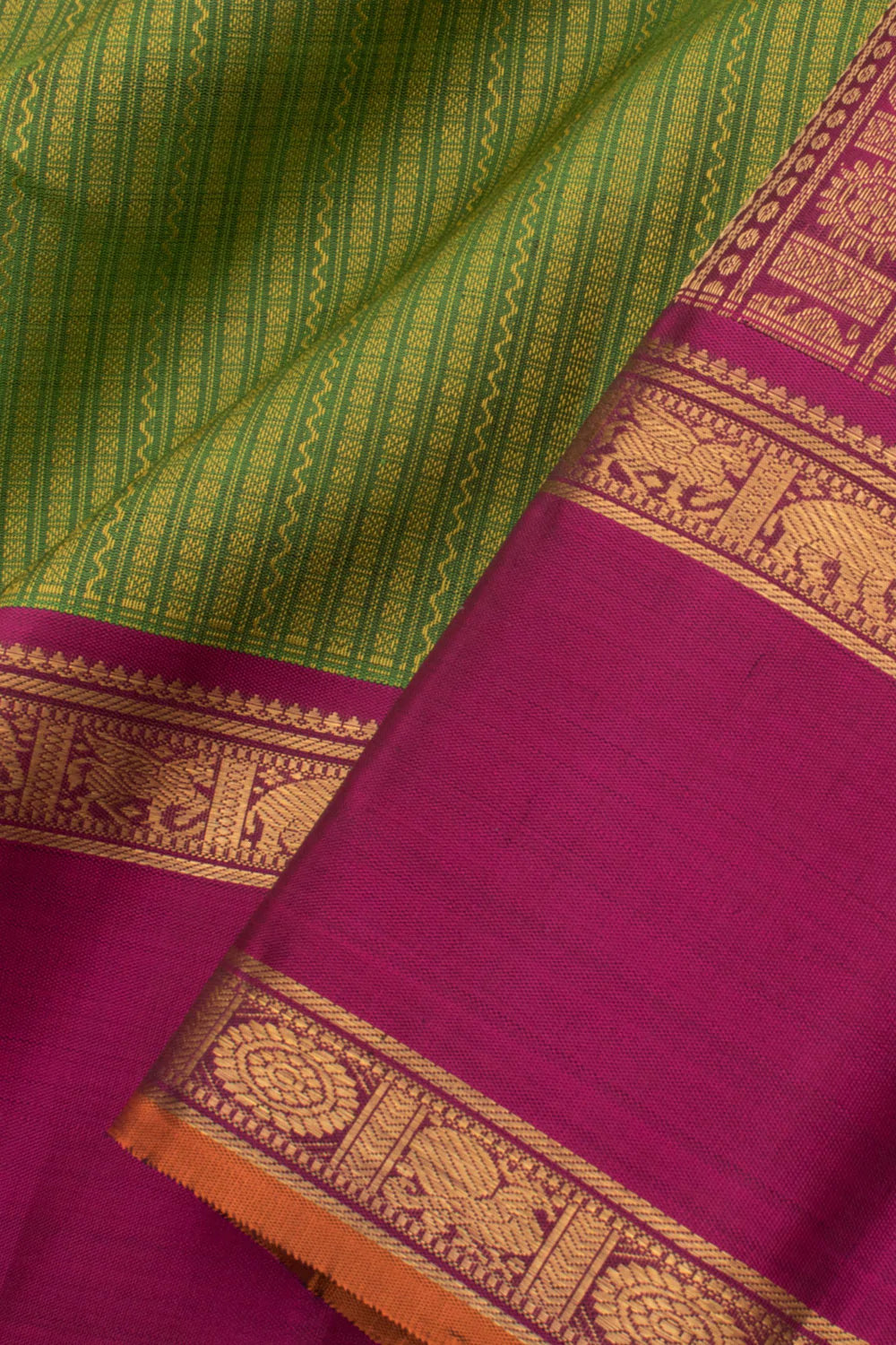 Eevara Green Magenta Kancheevaram Heirloom Silk Saree