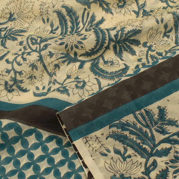 Hand Block Printed Chanderi Silk Cotton Saree-Rutambhara-RUTAMBHARA