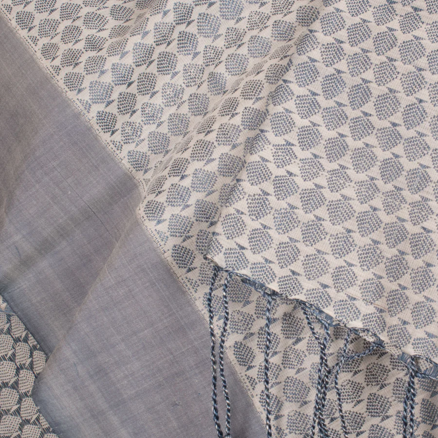 Handloom Karnataka Khun Silk Cotton Stoles - Bluish Grey