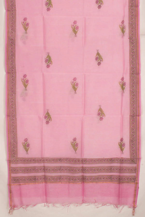 Hand Block Printed Cotton 3-Piece Salwar Suit Material-Rutambhara-RUTAMBHARA