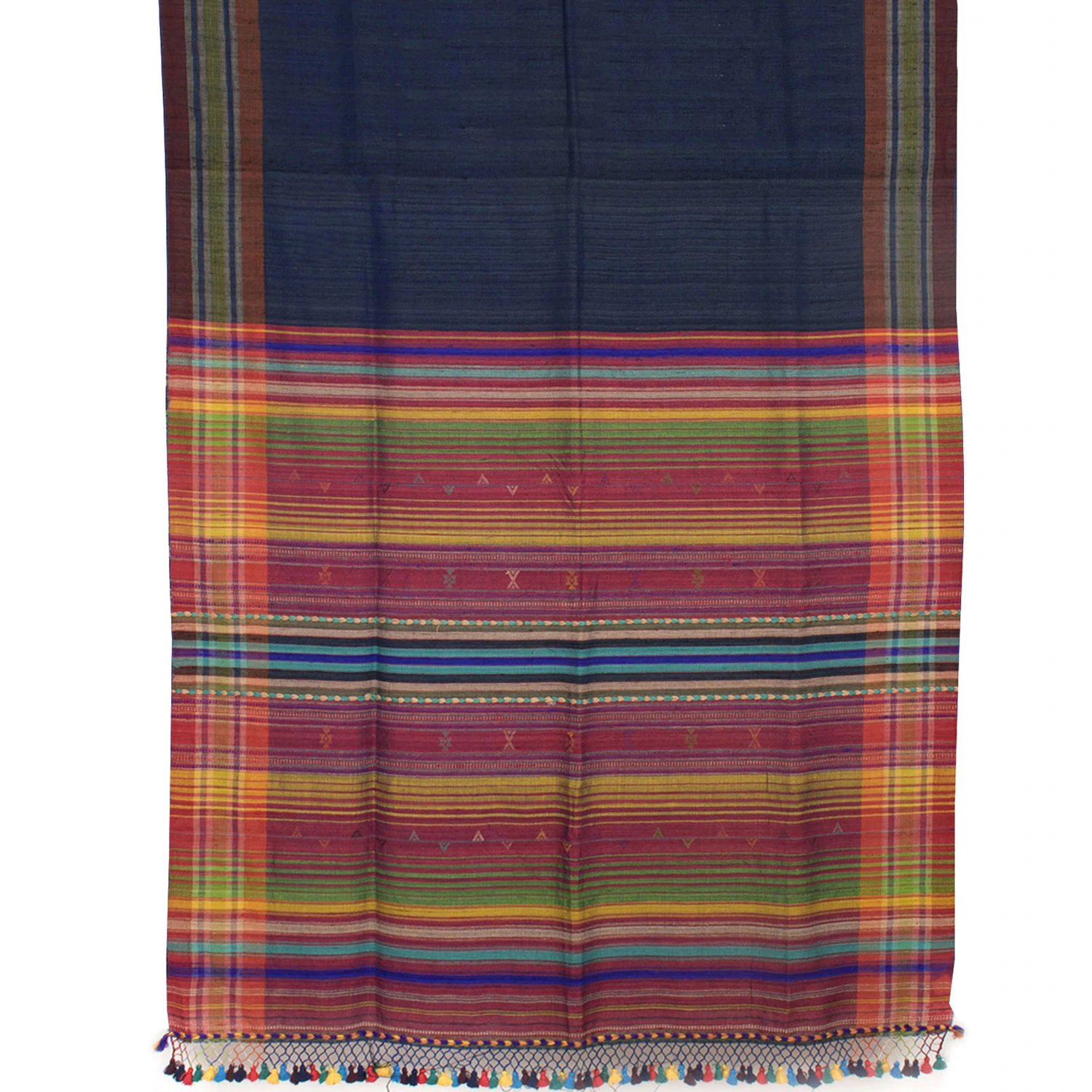 Dark Blue Kutchi Tussar Cotton Saree