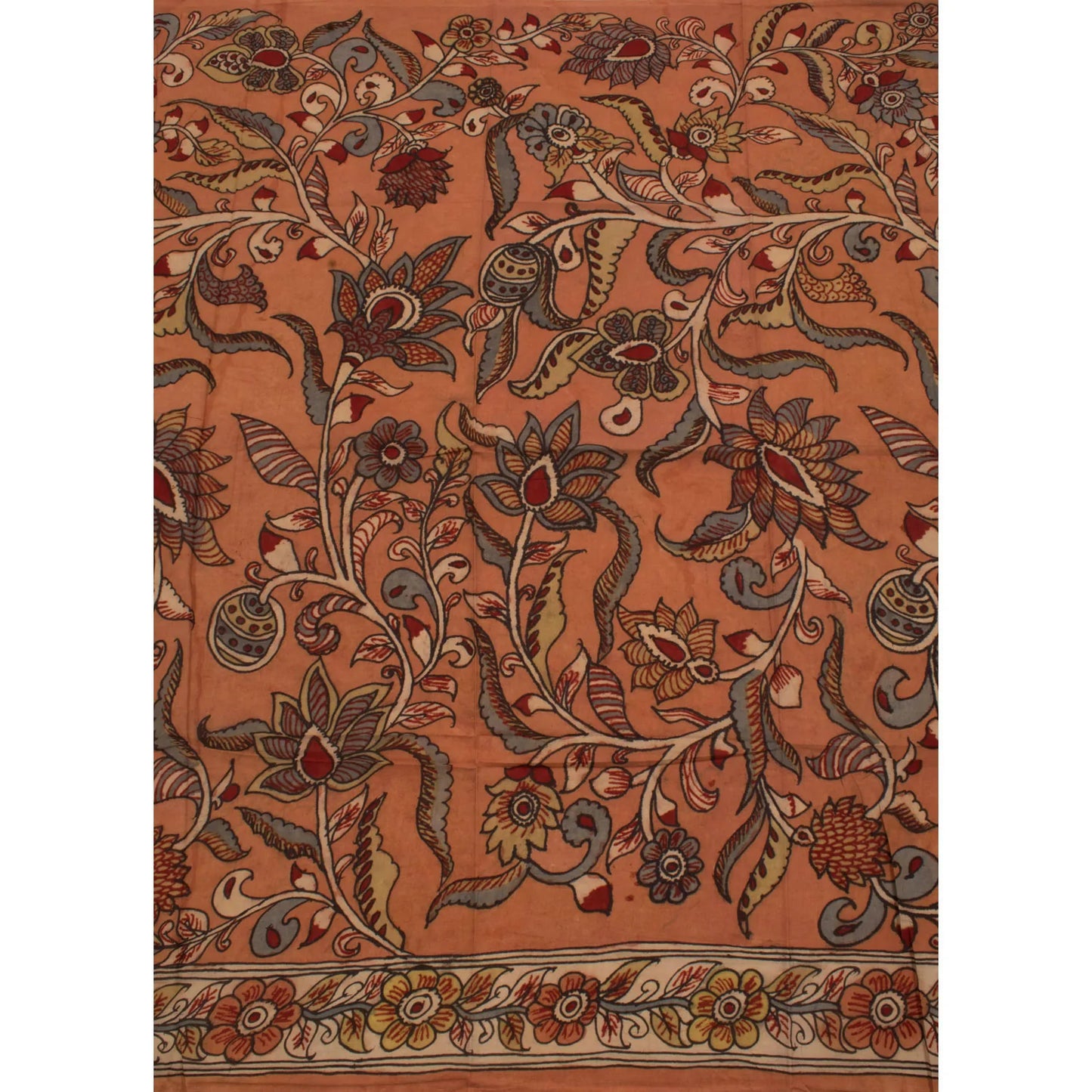 Hand Painted Pen Kalamkari Cotton Blouse Material-Rutambhara-RUTAMBHARA