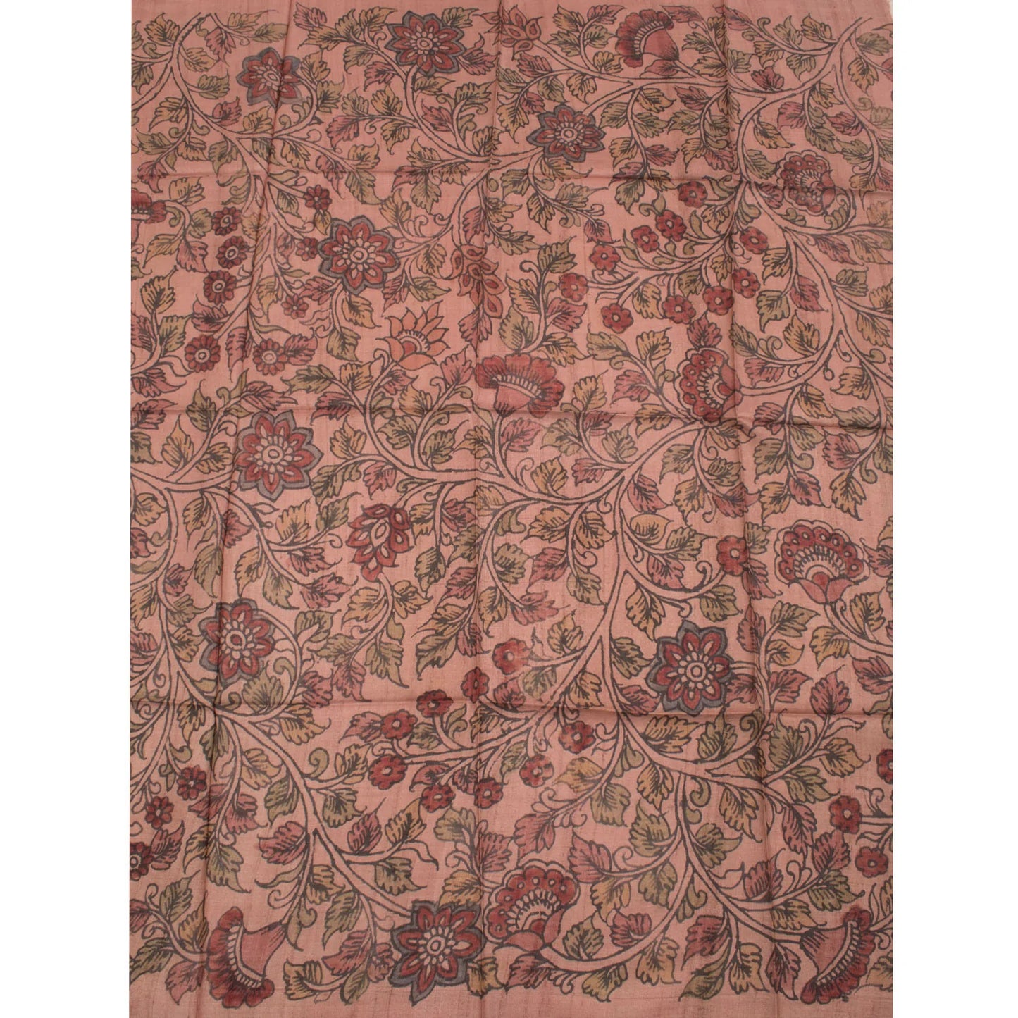 Hand Painted Pen Kalamkari Tussar Silk Blouse Material-Rutambhara-RUTAMBHARA