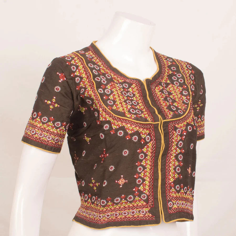 Brown Kutchi Raw Silk Blouse