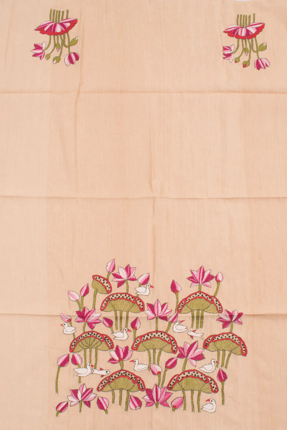 Kantha Embroidered Silk Blouse Material-Rutambhara-RUTAMBHARA