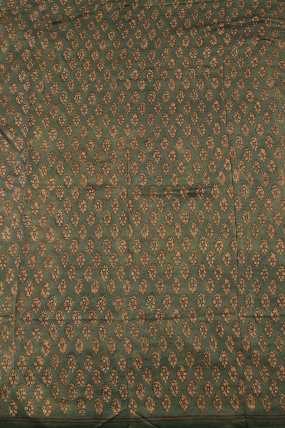 SIYAHI - GREEN HAND BLOCK PRINTED GAJJI SILK KURTA MATERIAL