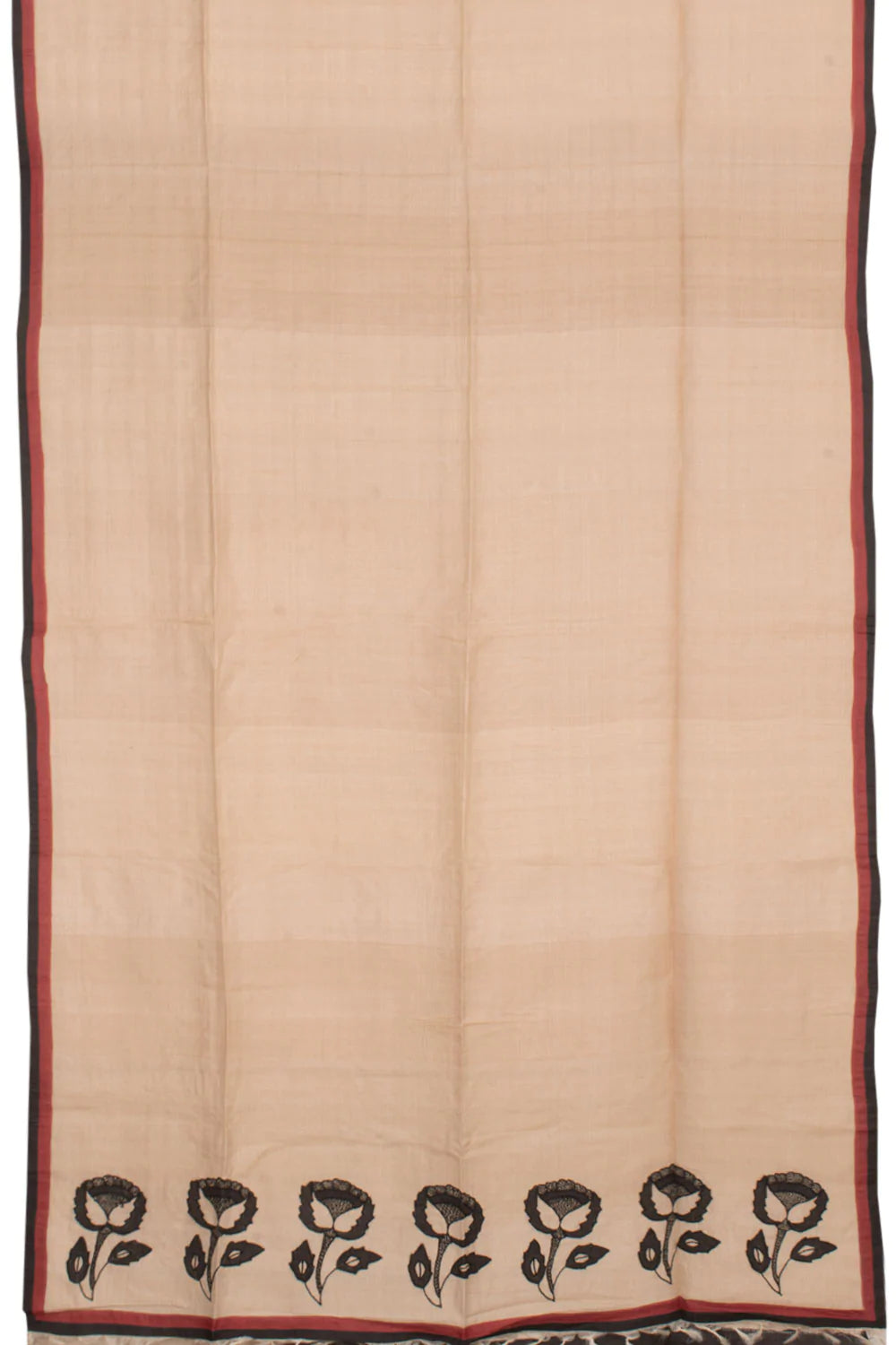 Hand Embroidered Half and Half Tussar Silk Saree