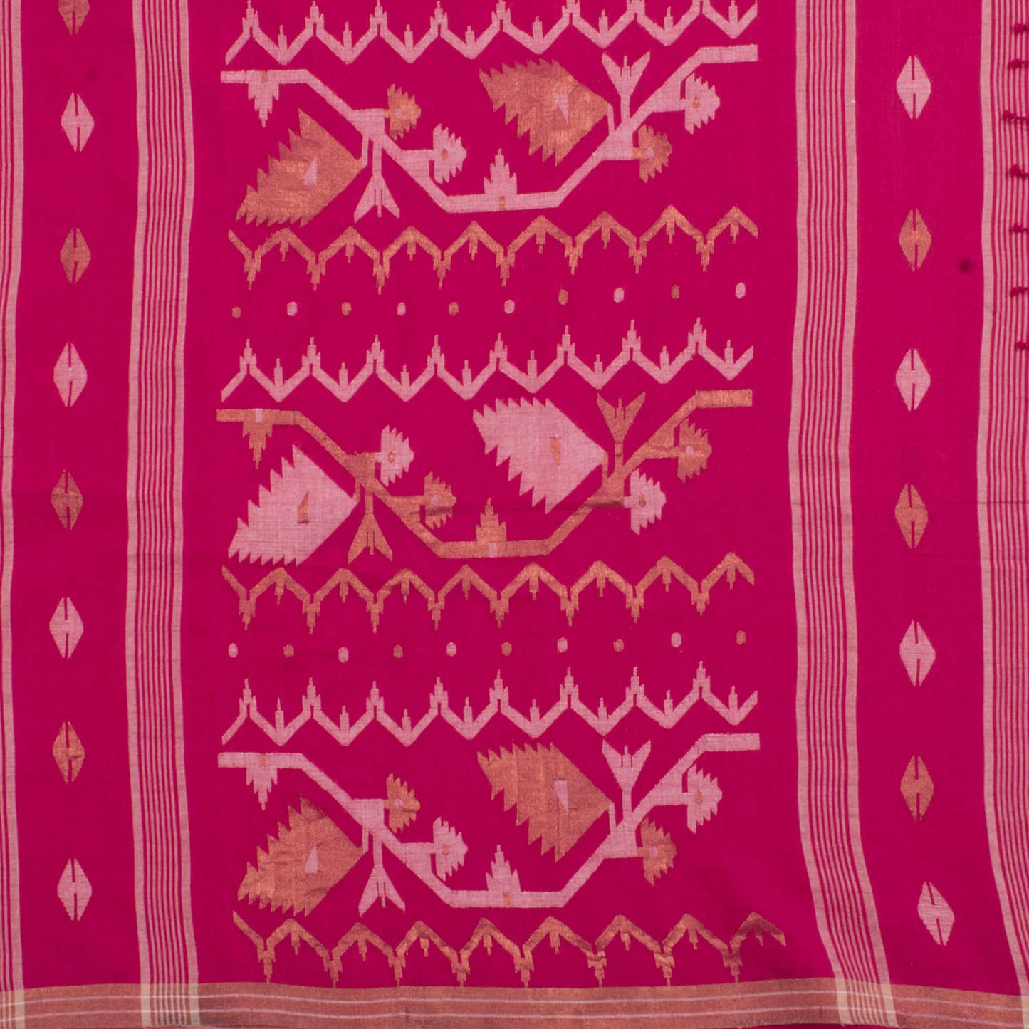 Pink Handwoven Jamdani Muslin Cotton Saree