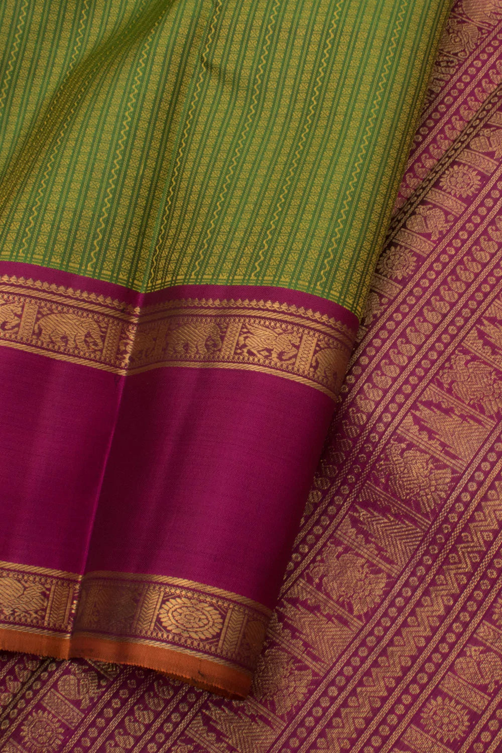 Eevara Green Magenta Kancheevaram Heirloom Silk Saree