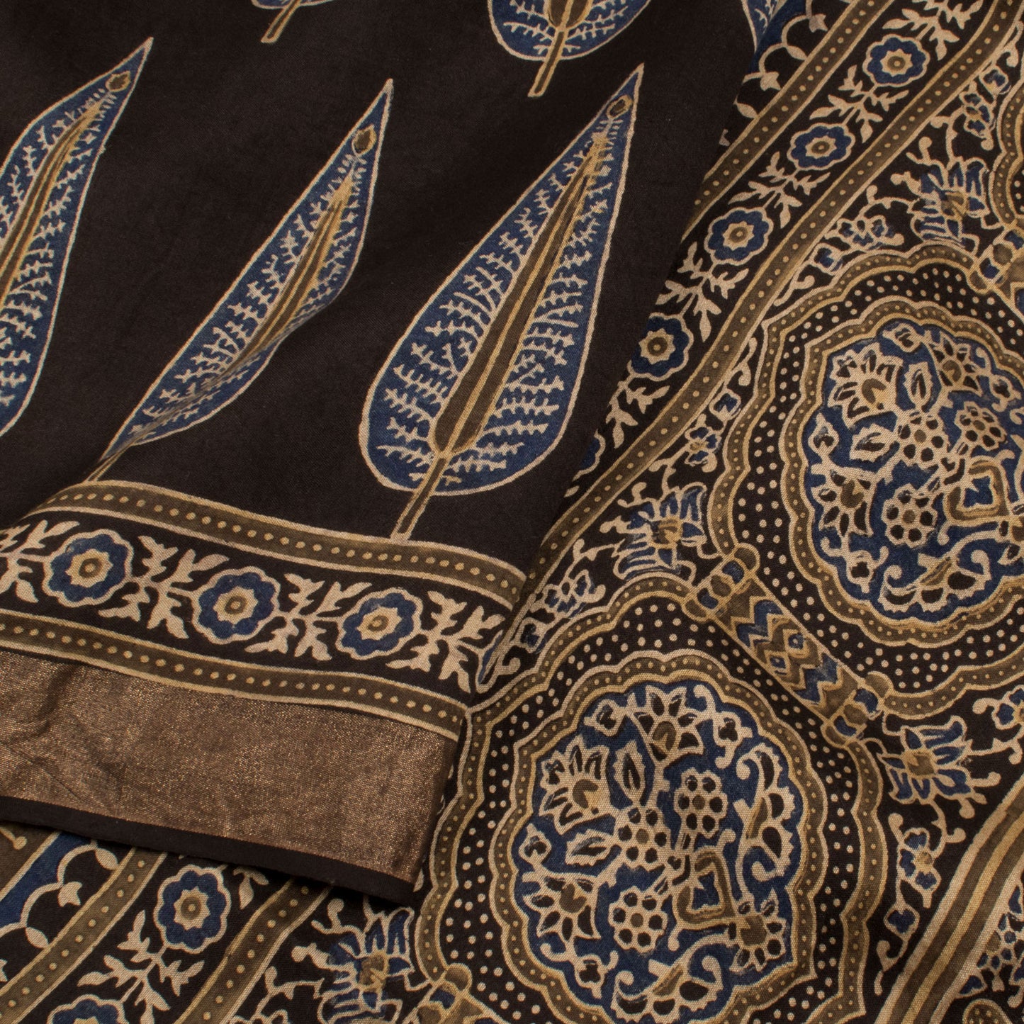 Ajrakh Printed Modal Cotton Saree