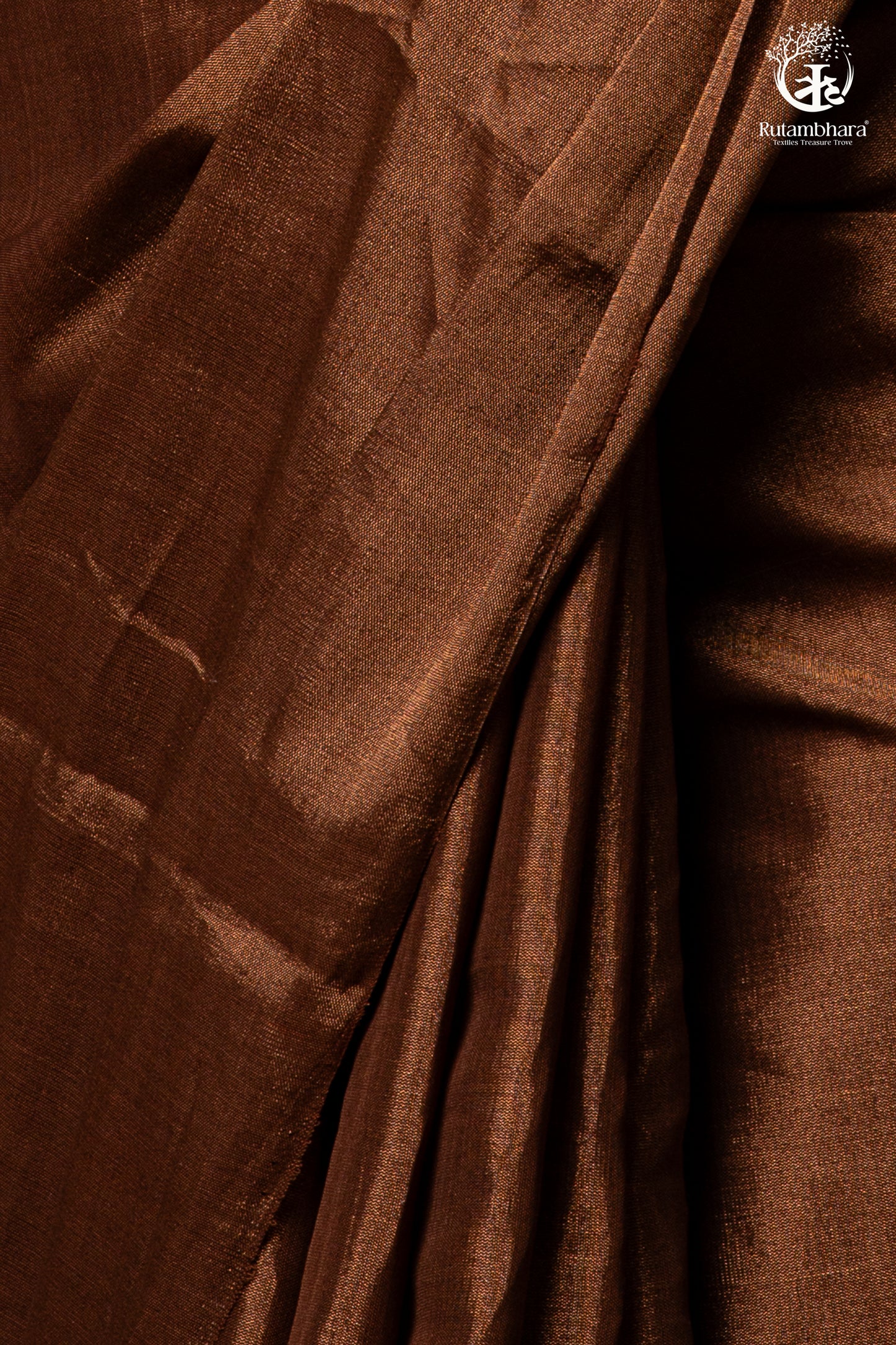 Swarvi - Metallic Brown Handwoven Chanderi Tissue Saree