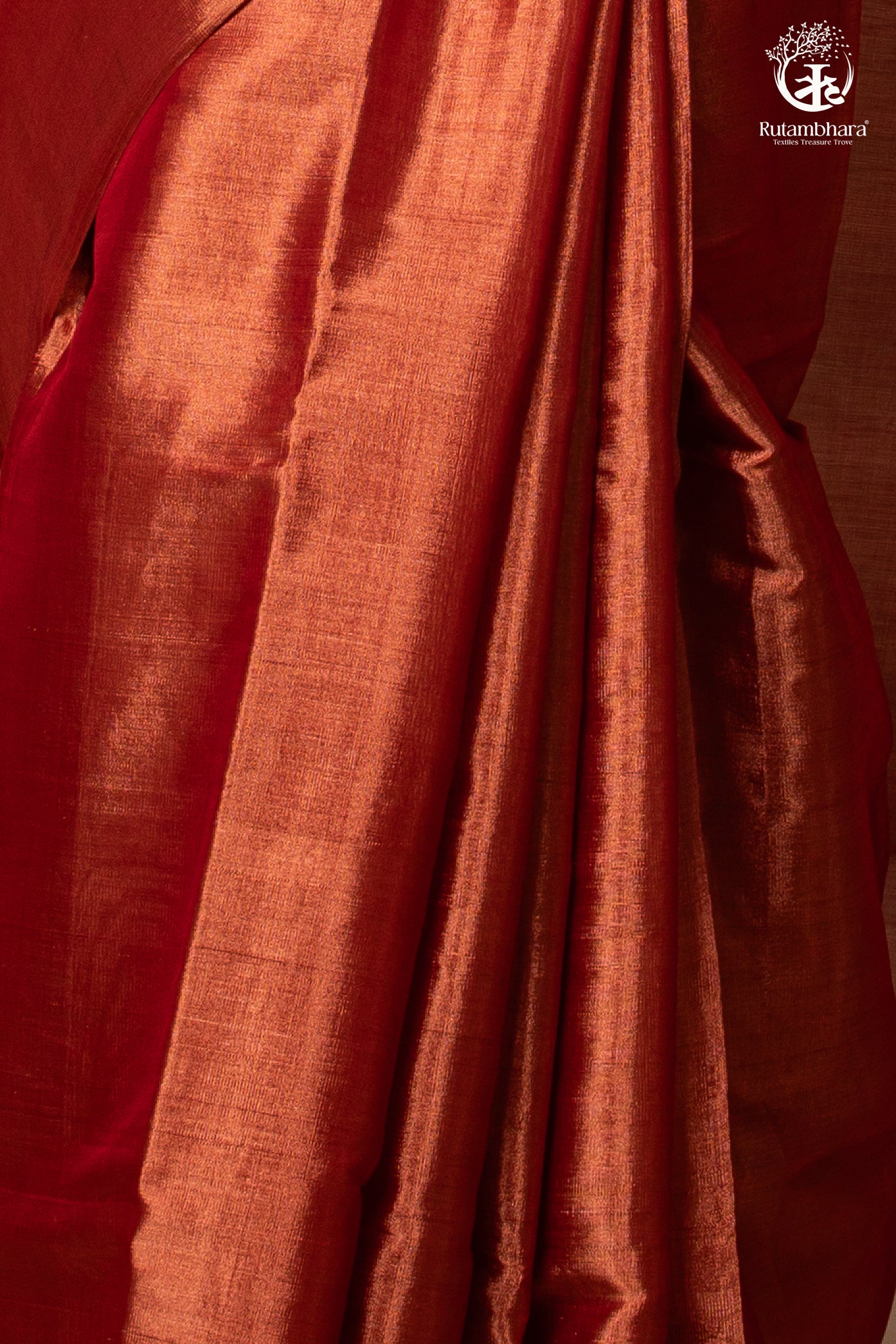 Swarvi - Copper Rouge Handwoven Chanderi Tissue Saree