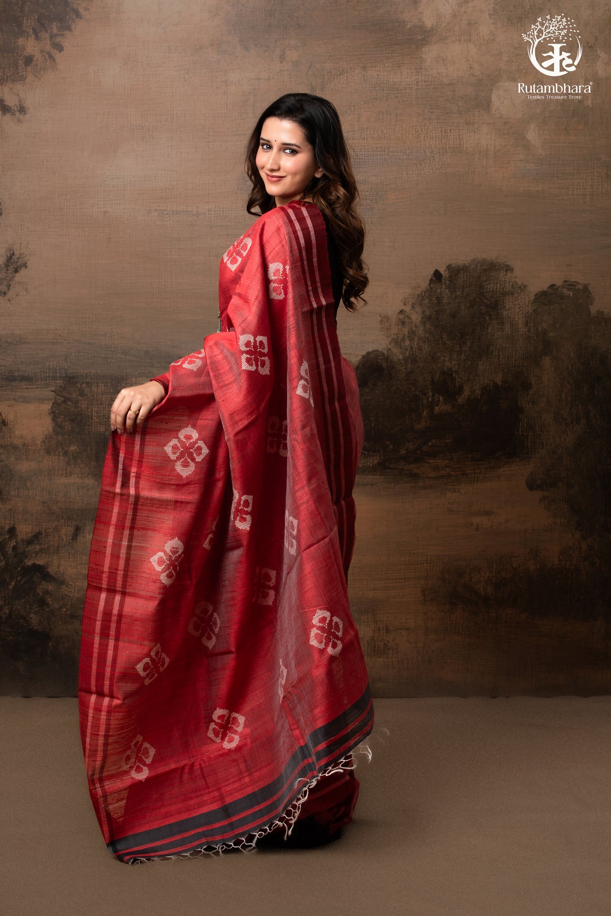 Pure Tussar Silk Saree - Dark Red