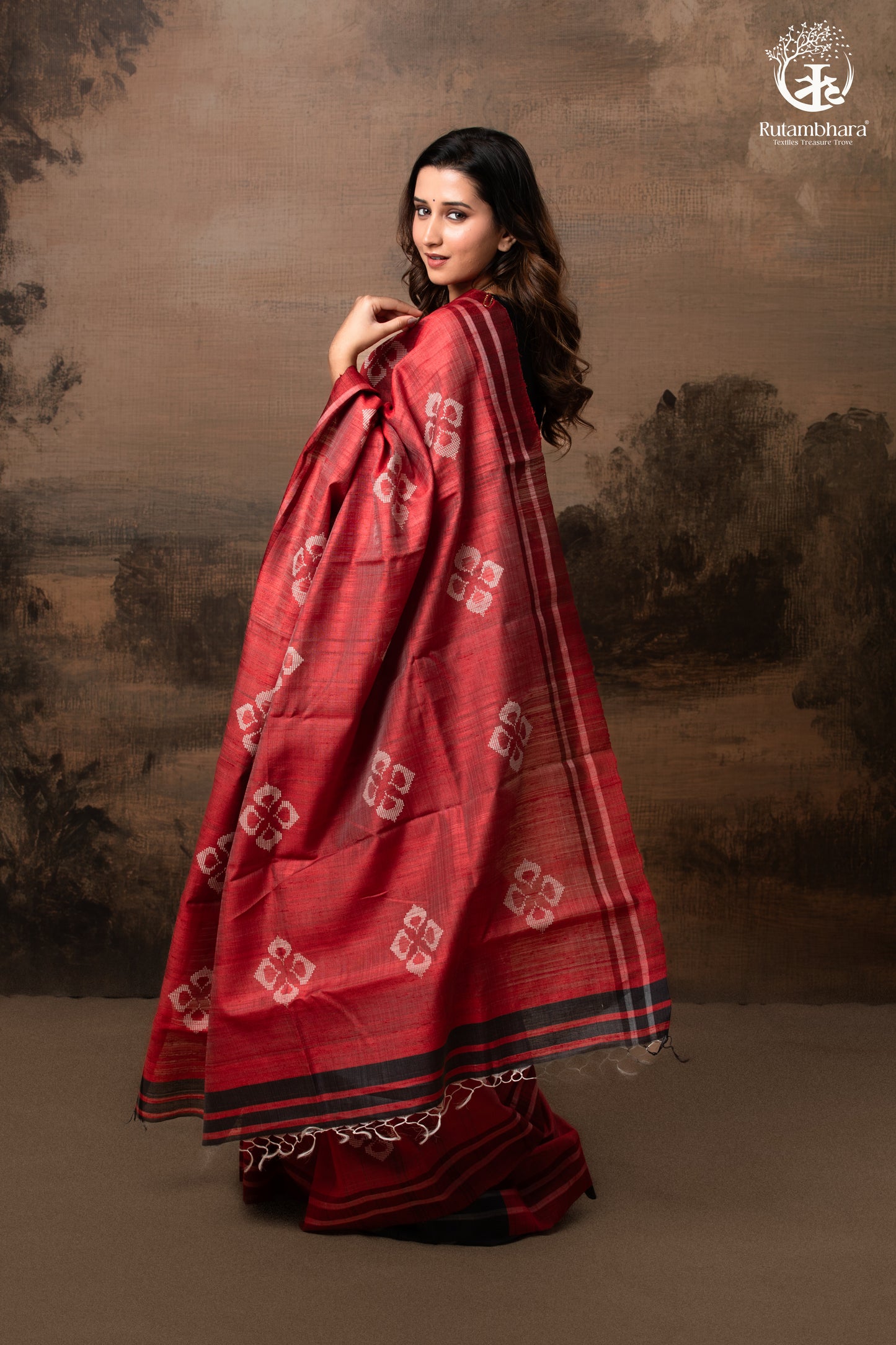 Pure Tussar Silk Saree - Dark Red