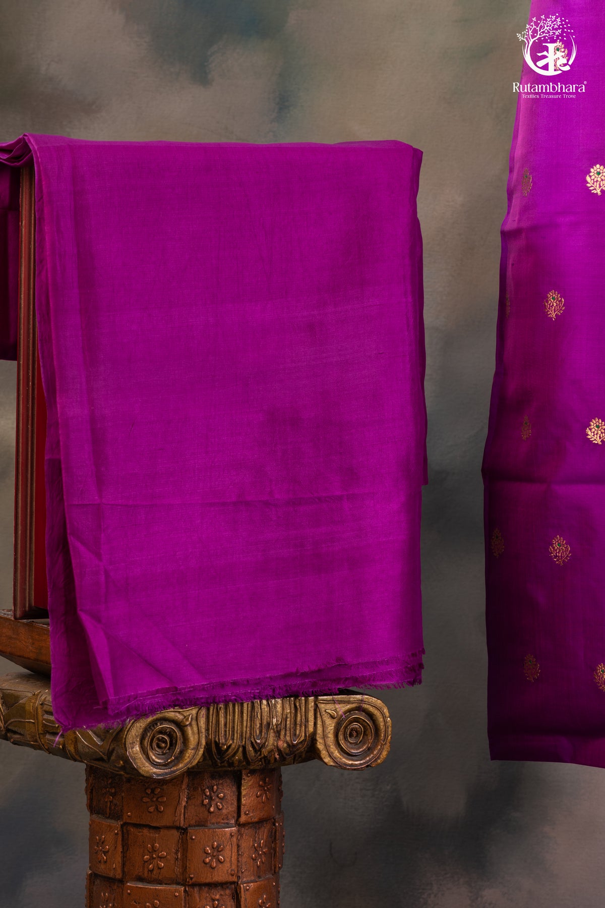 Noushk - Rich Purple Meenakari Buta Handwoven Pure Katan Silk Banarasi Suit