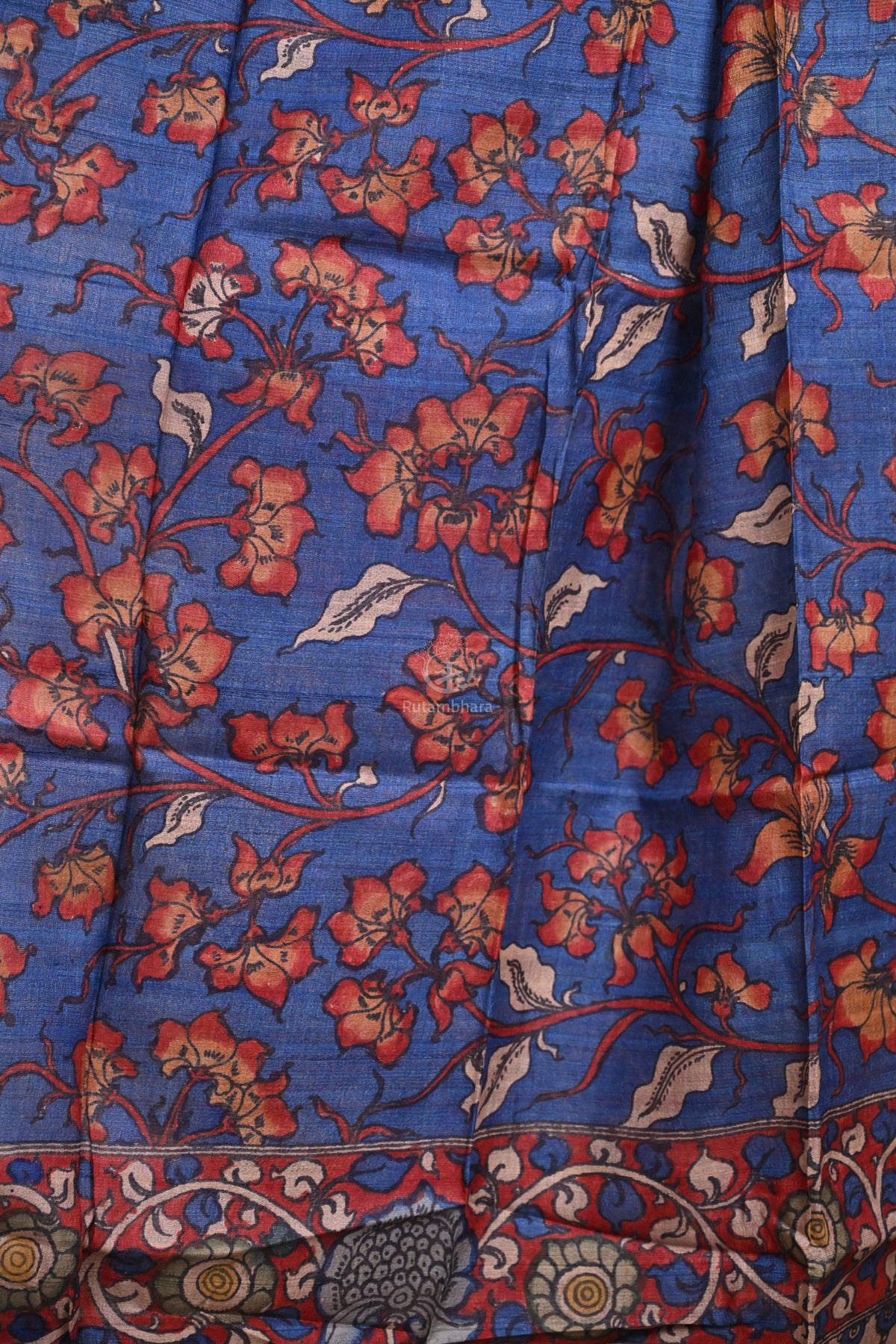 Hand Painted Pen Kalamkari Tussar Silk Dupatta