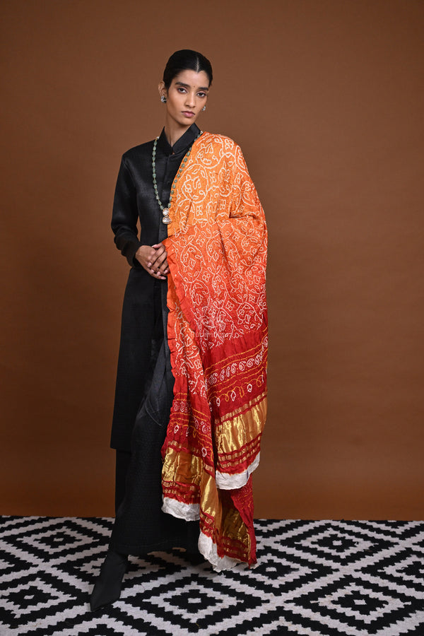 Handcrafted Bandhani Gajji Silk Dupatta-Rutambhara-RUTAMBHARA