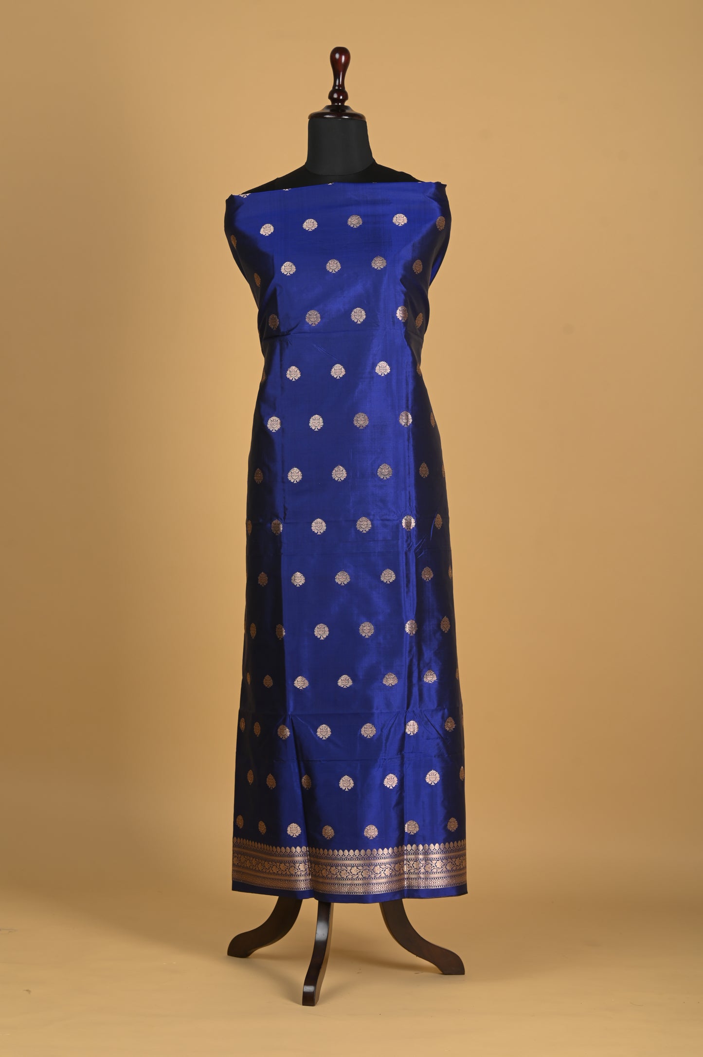 Noushk - Ink Blue Handwoven Pure Katan Silk Banarasi Full Suit