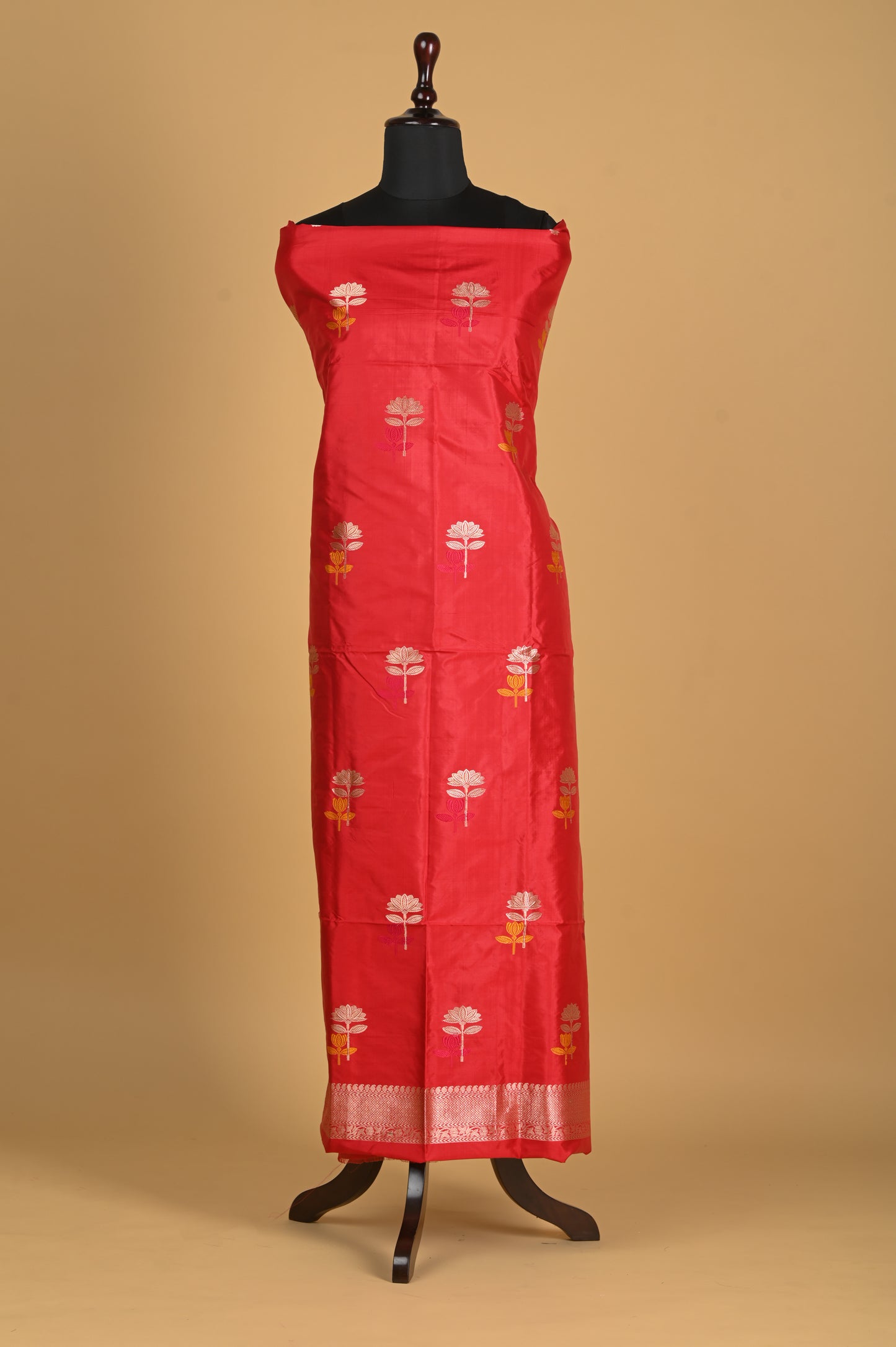 Noushk - Red Handwoven Pure Katan Silk Banarasi Full Suit