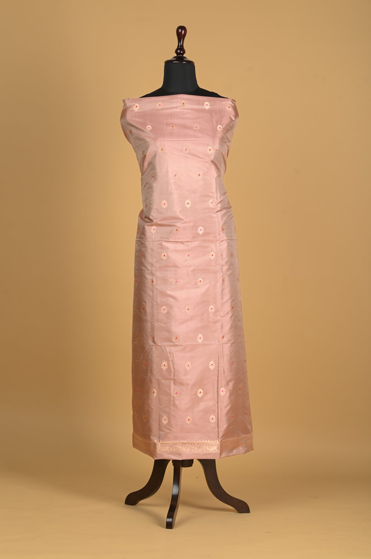 Noushk - Pastel Onion Pink Handwoven Pure Katan Silk Banarasi Full Suit