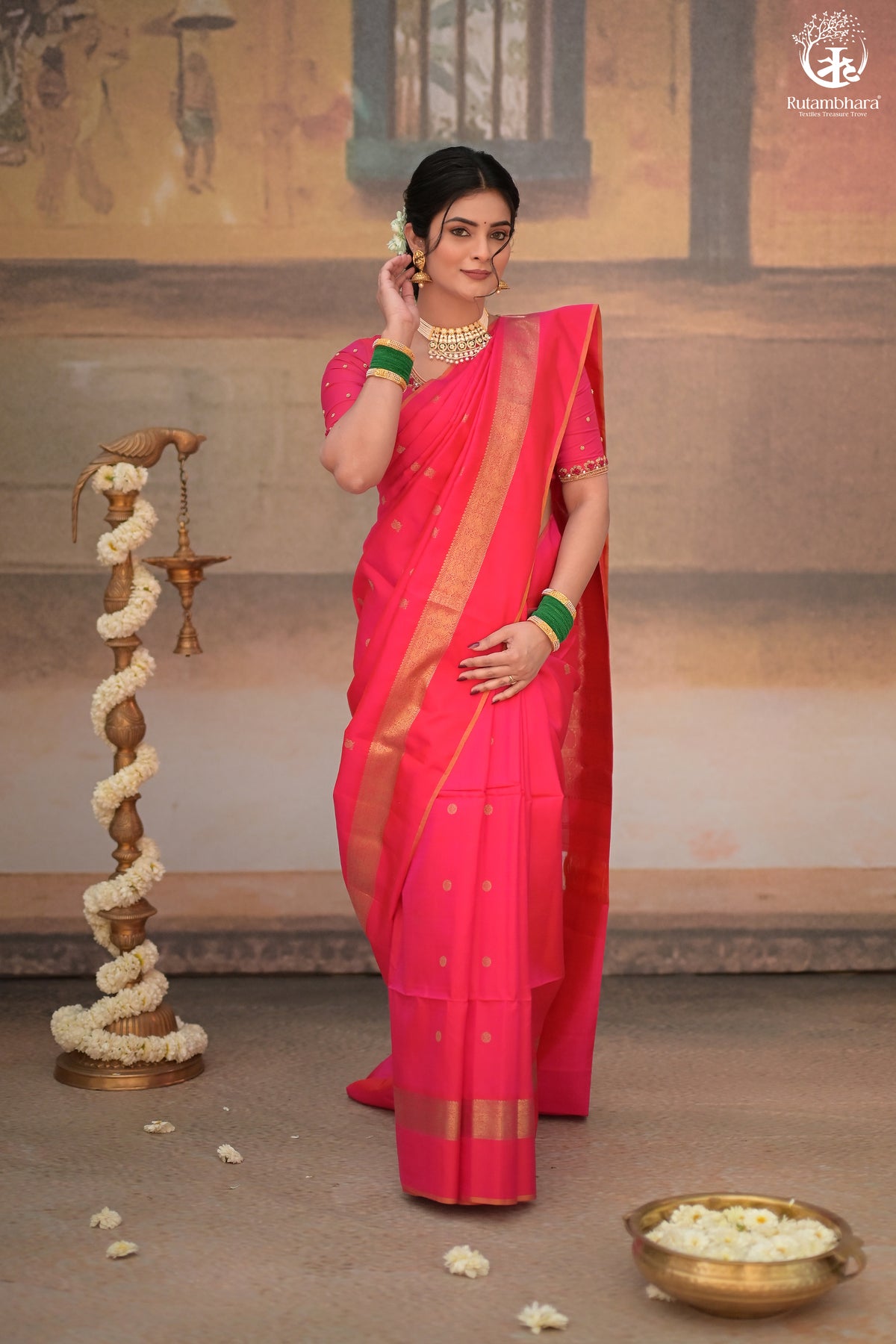Eevara Pink Kancheevaram Heirloom Silk Saree