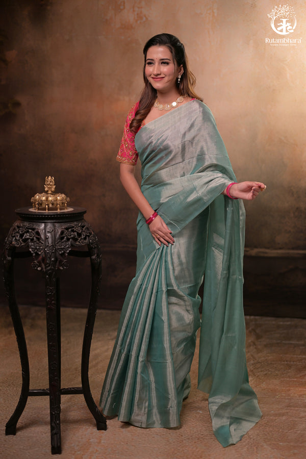 Timeless Elegance Chanderi Tissue in Saree Length - 4-ply Weave-RUTAMBHARA-RUTAMBHARA
