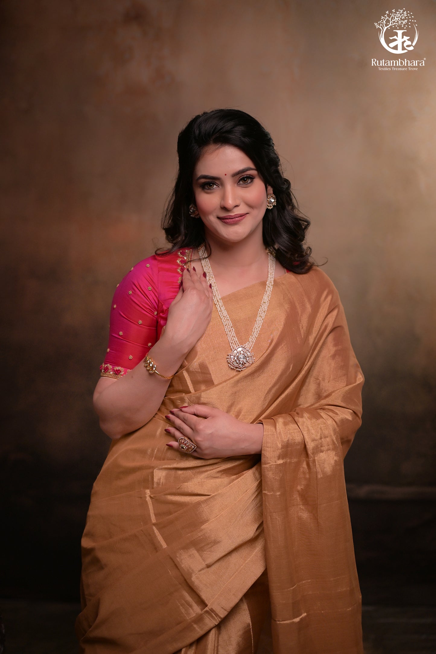 Swarvi - Lustrous Gold Handwoven Chanderi Tissue Saree