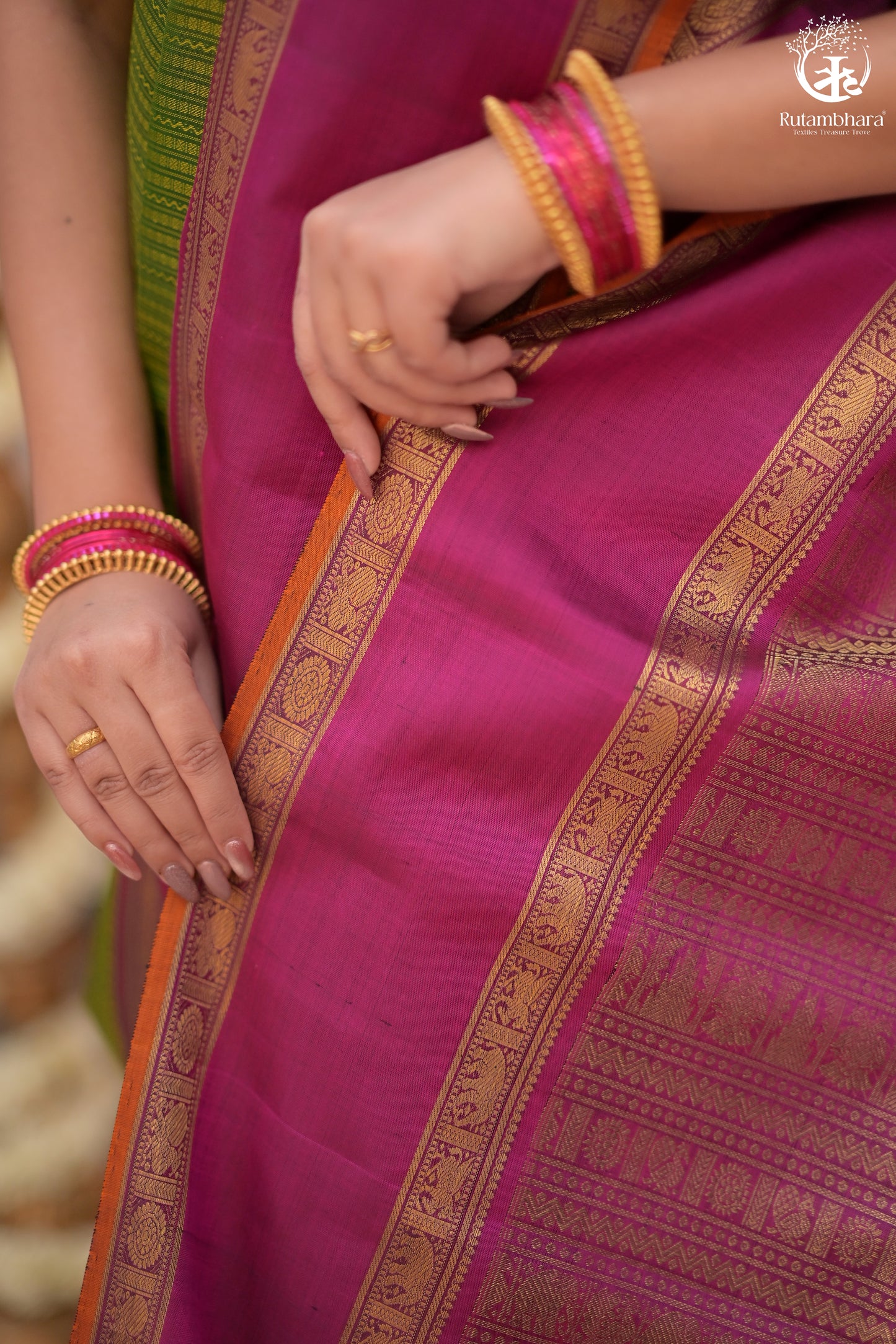 Eevara Green Magenta Kancheevaram Heirloom Silk Saree