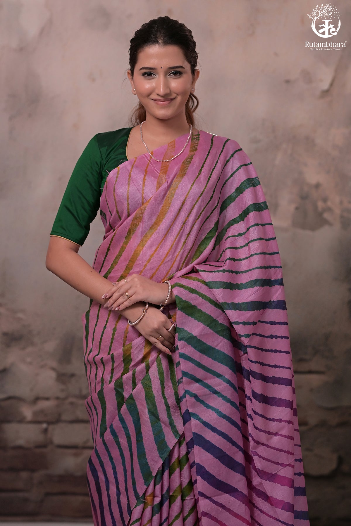 Dhanak - Light Pink Leheriya Saree In Tussar Silk