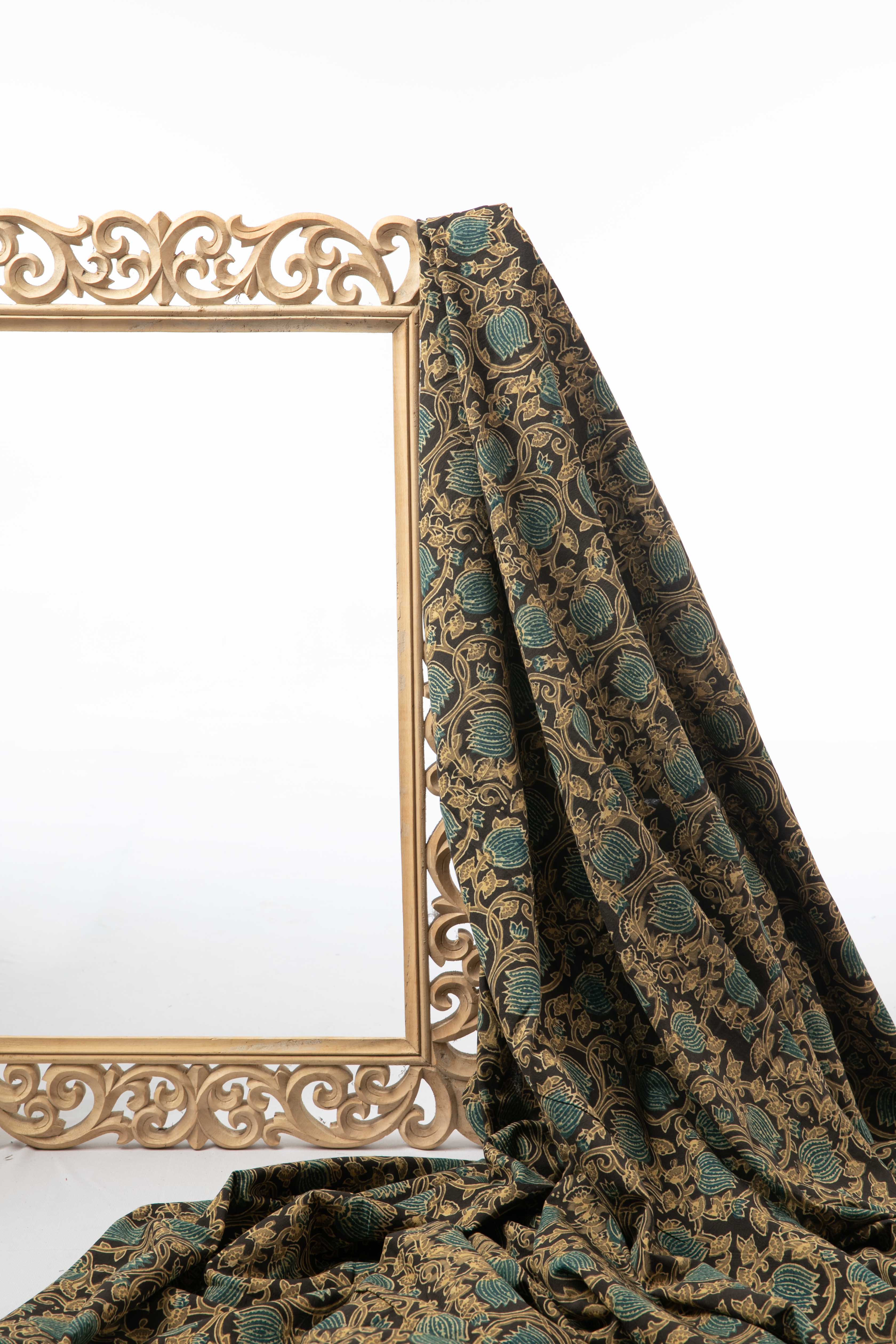 SIYAHI - LOTUS FLORAL GRACE AJRAKH FABRIC