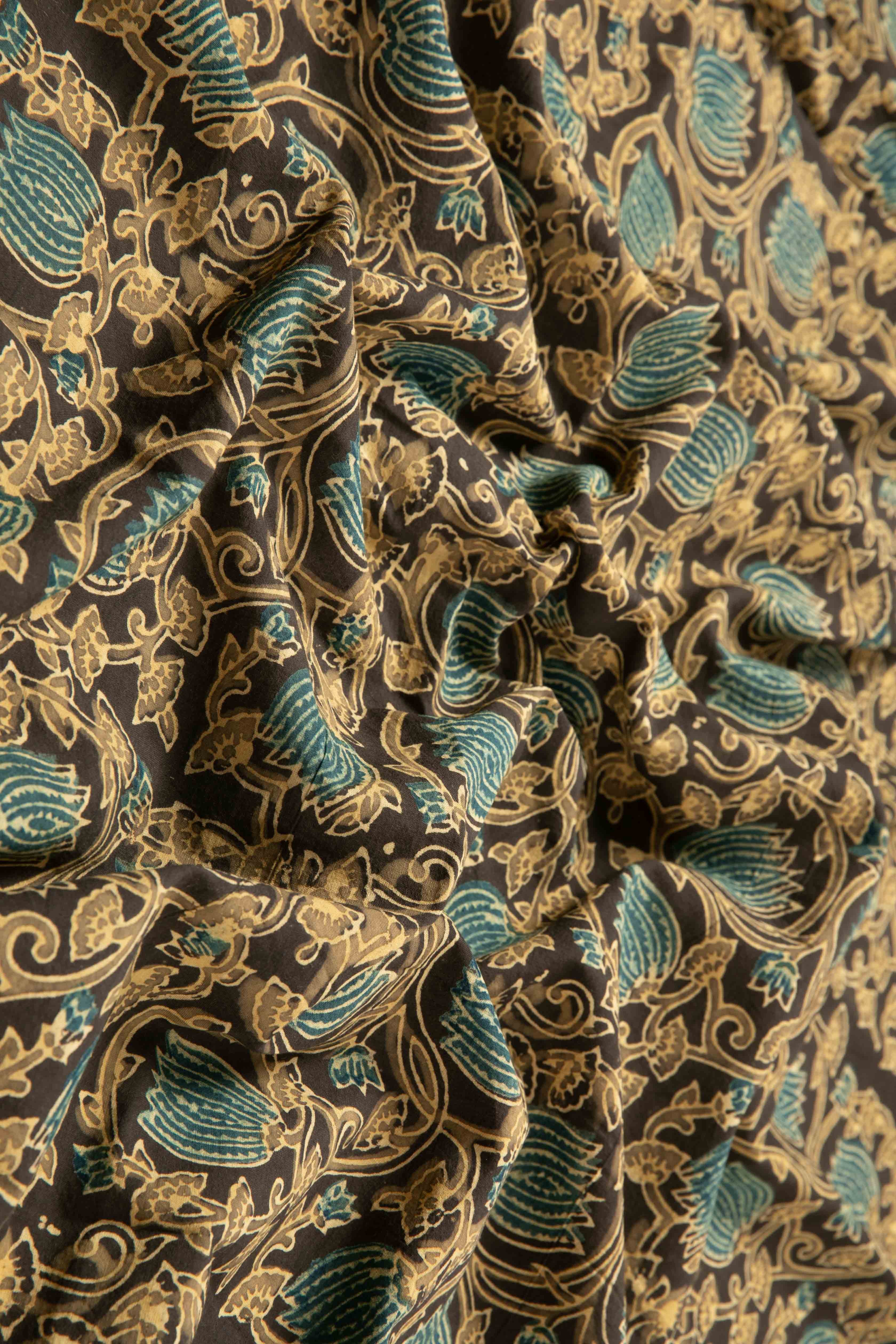 SIYAHI - LOTUS FLORAL GRACE AJRAKH FABRIC