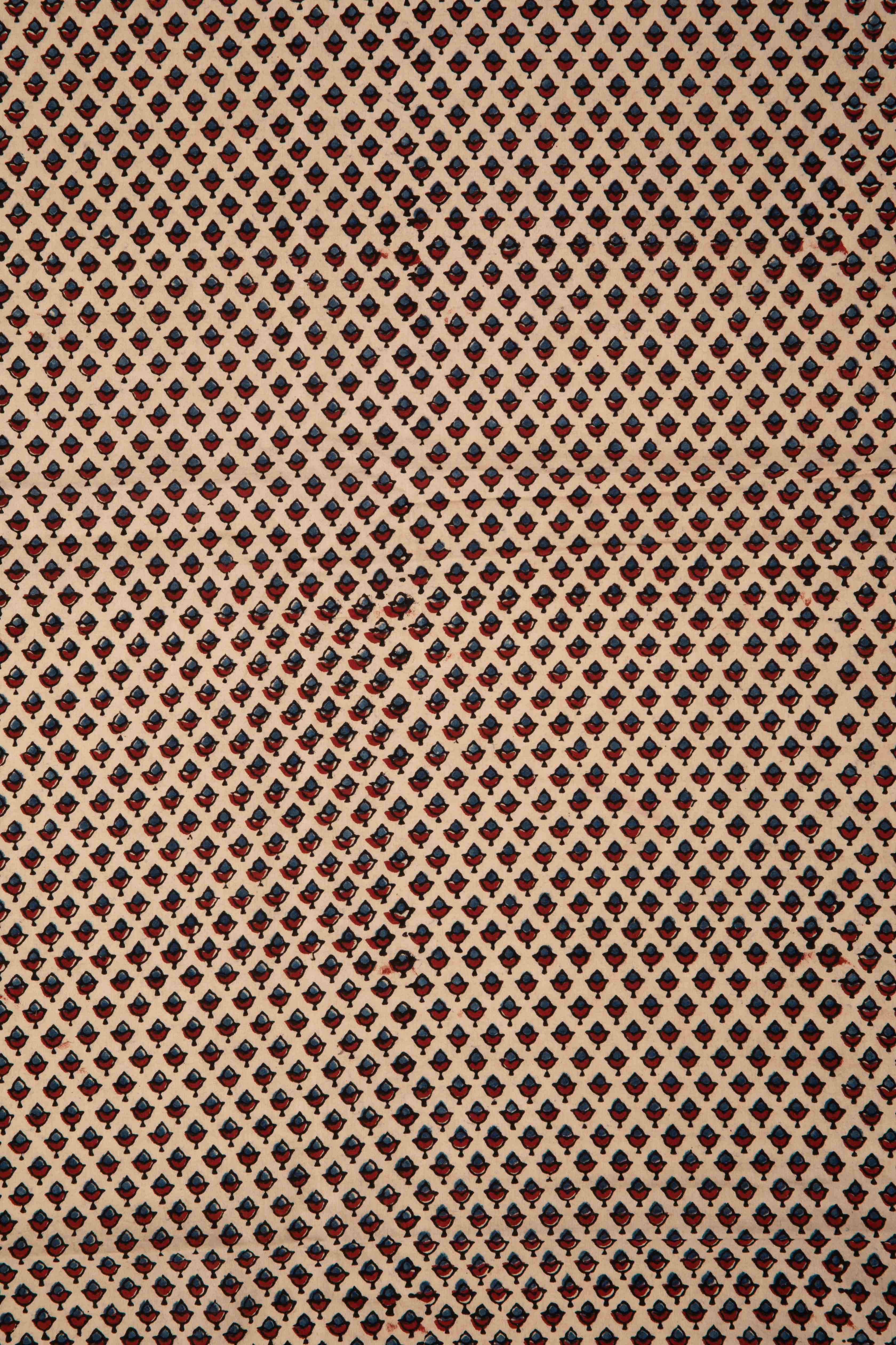 SIYAHI - BEIGE AJRAKH FABRIC WITH FLORAL MOTIF