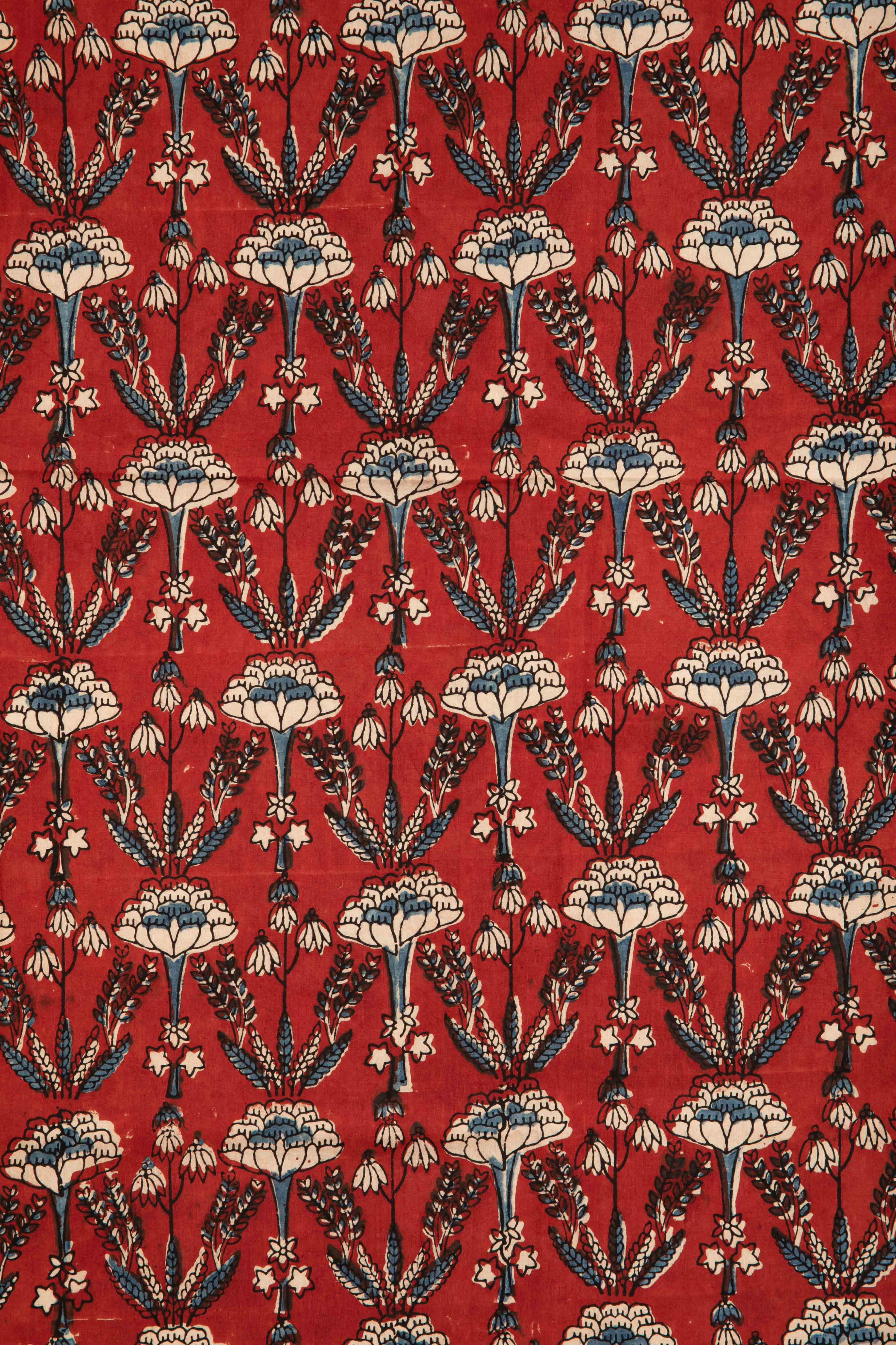 SIYAHI - AJRAKH FABRIC WITH INTRACATE FLORAL MOTIFS