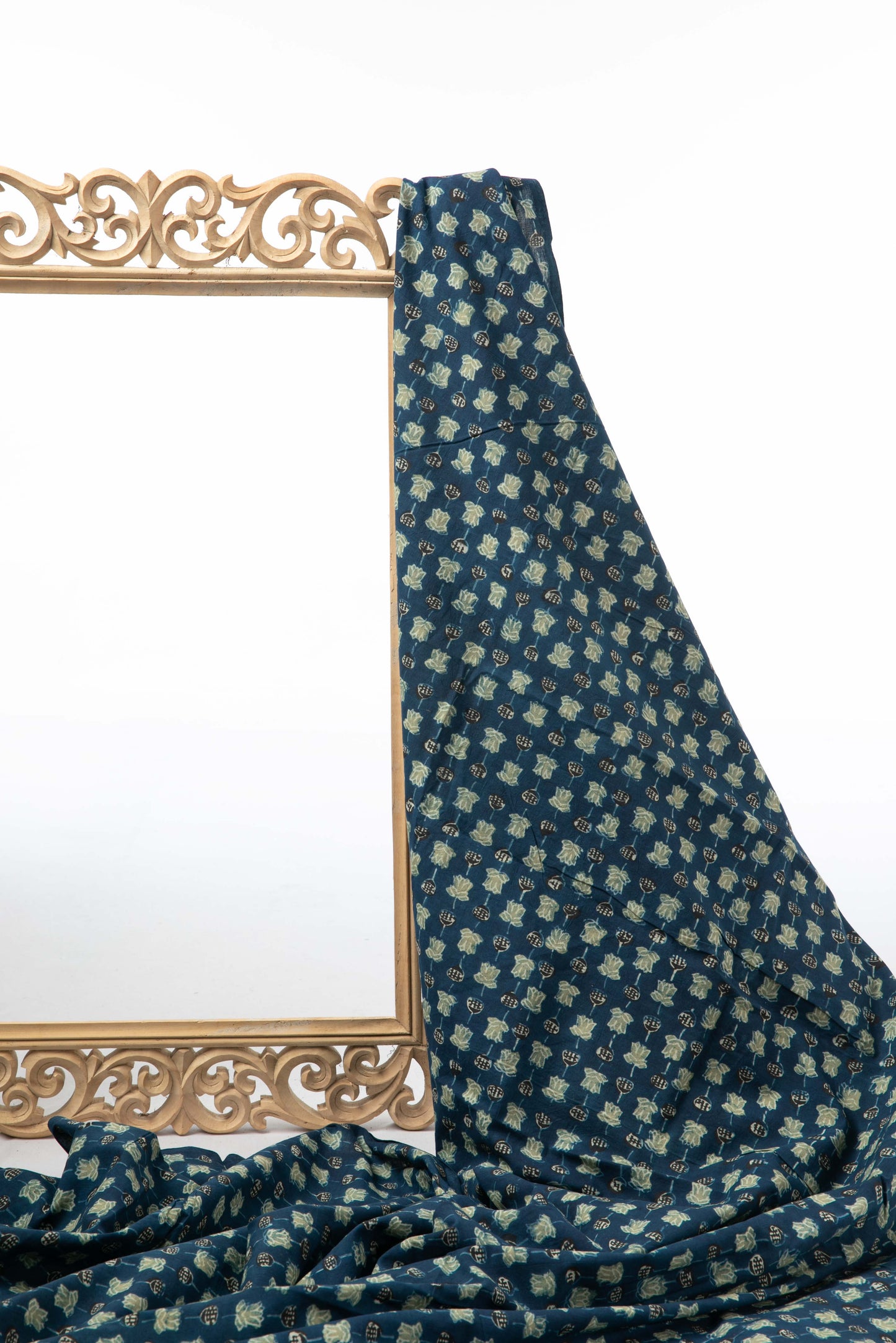 Ushraa - Indigo Blue Ajrakh Cotton Fabric