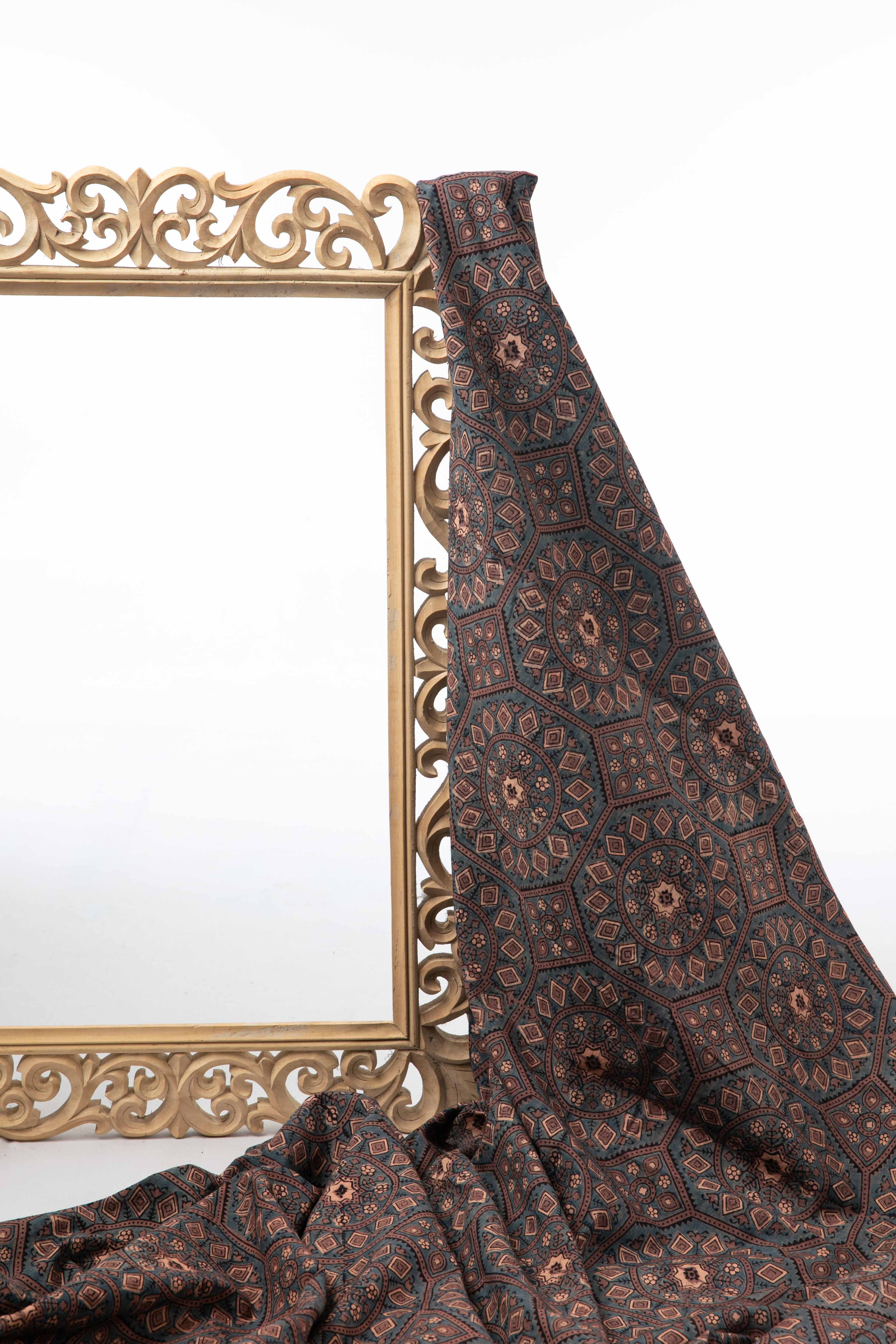 SIYAHI - AJRAKH COTTON FABRIC WITH MANDALA PRINT
