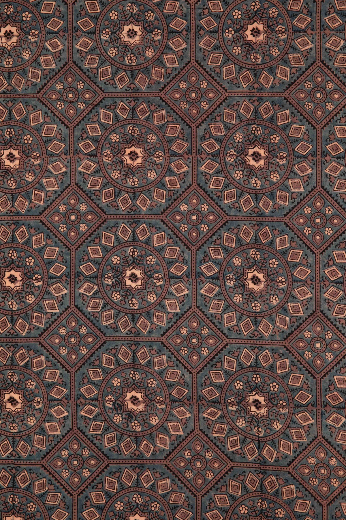 Ushraa - Ajrakh Cotton Fabric With Mandala Print