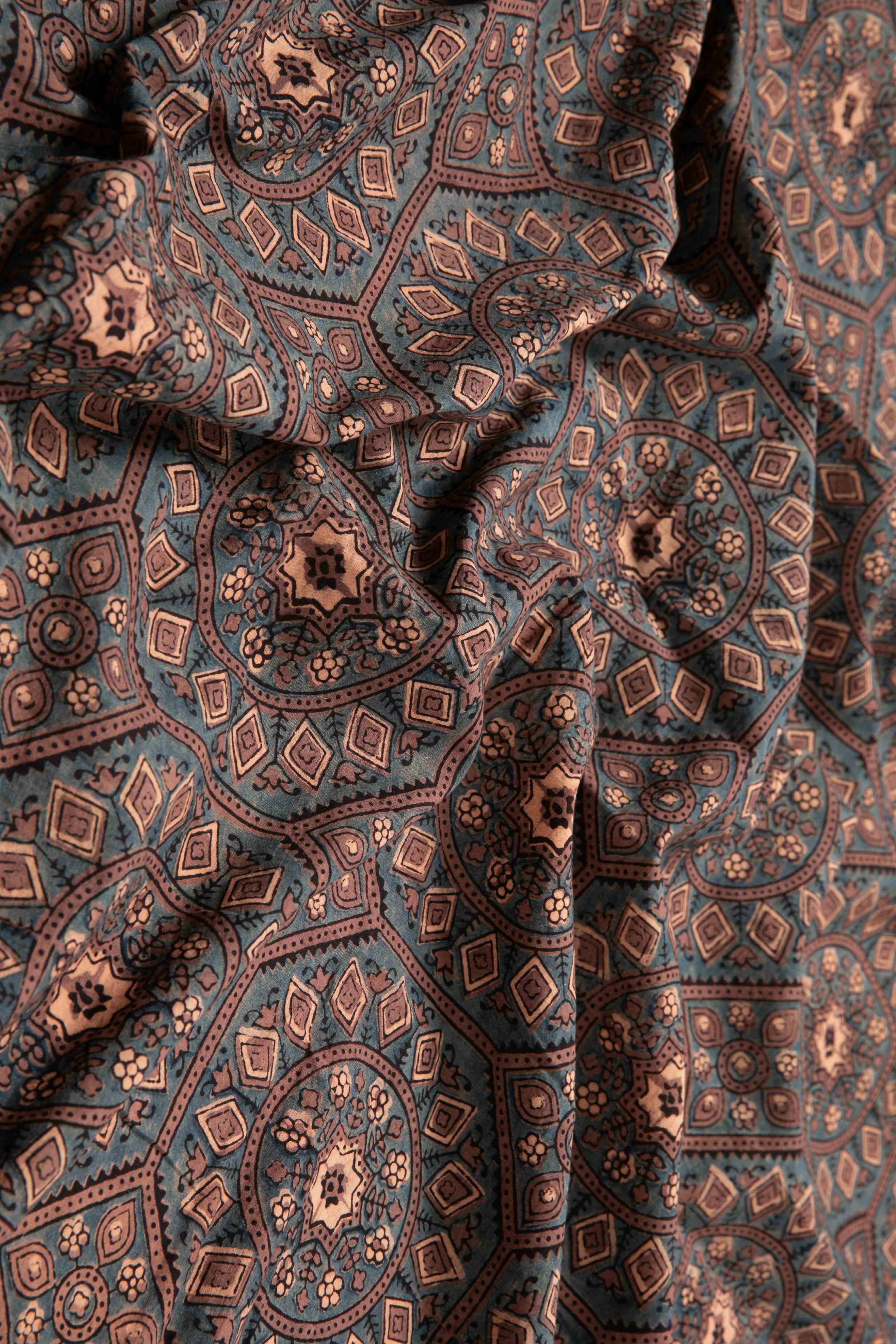 SIYAHI - AJRAKH COTTON FABRIC WITH MANDALA PRINT