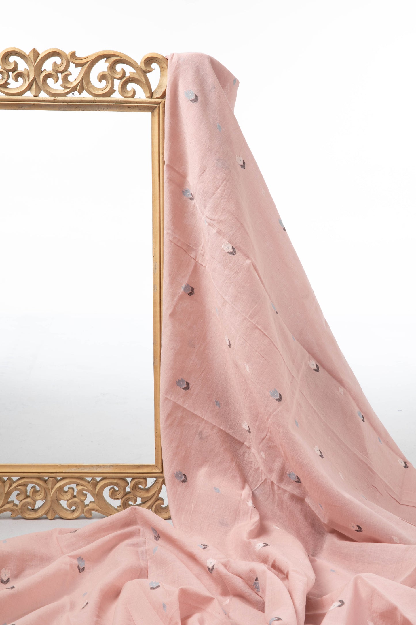 Keesha - Blush Hued Handwoven Jamdani Cotton Fabric