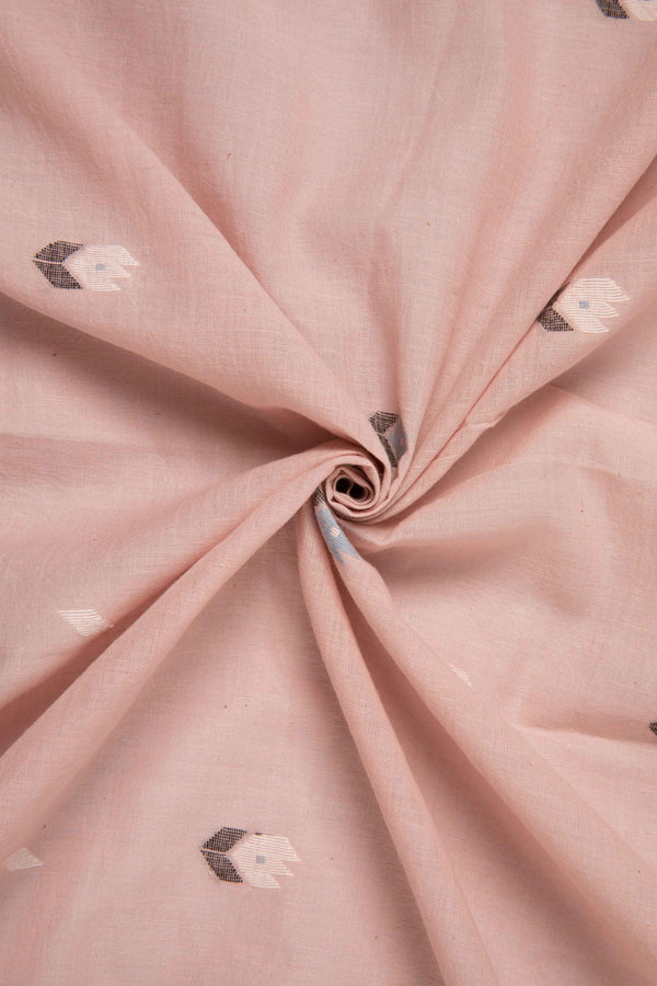 Keesha - Blush Hued Handwoven Jamdani Cotton Fabric-Rutambhara-RUTAMBHARA