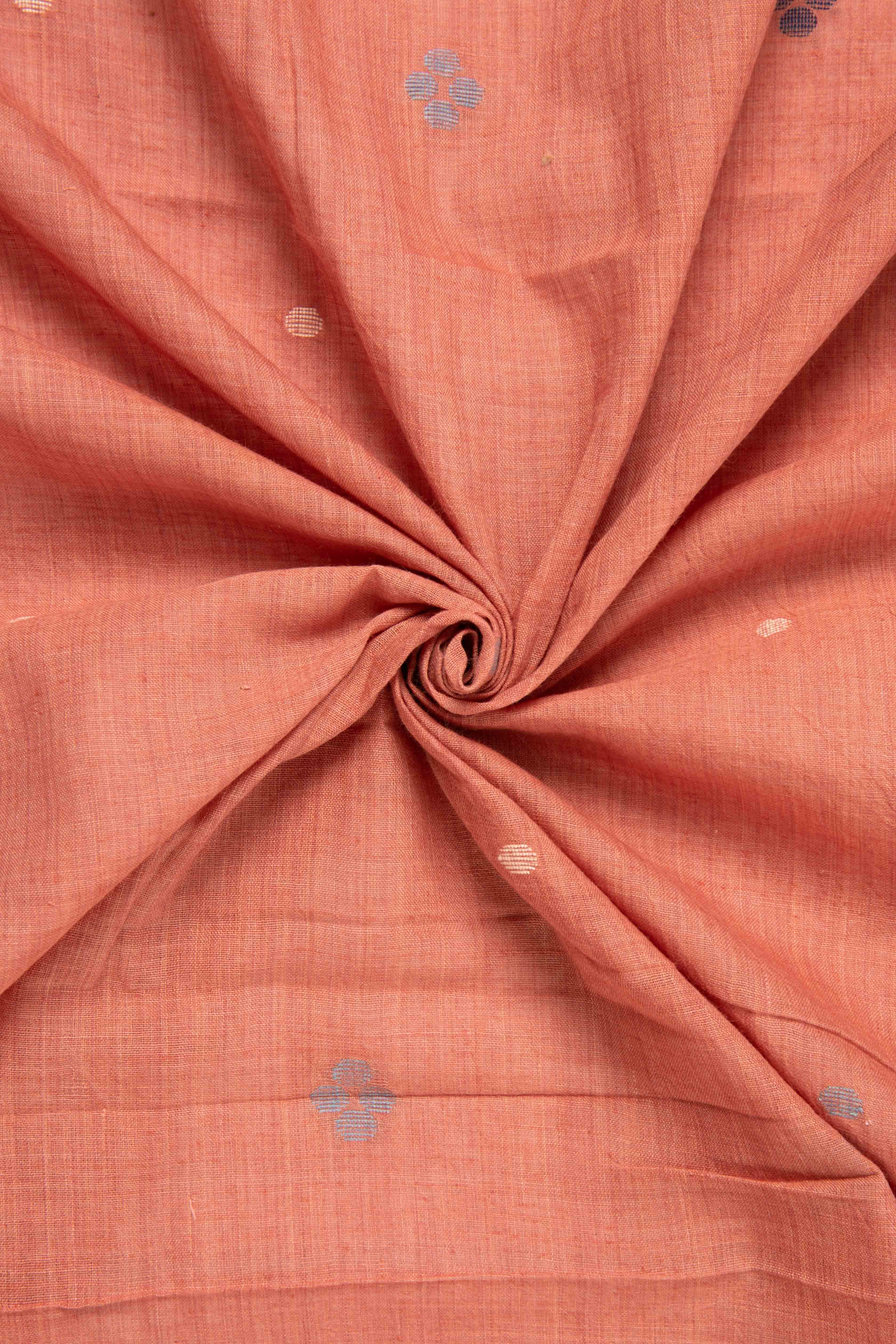 KEESHA - CORAL CALM HANDWOVEN JAMDANI COTTON FABRIC