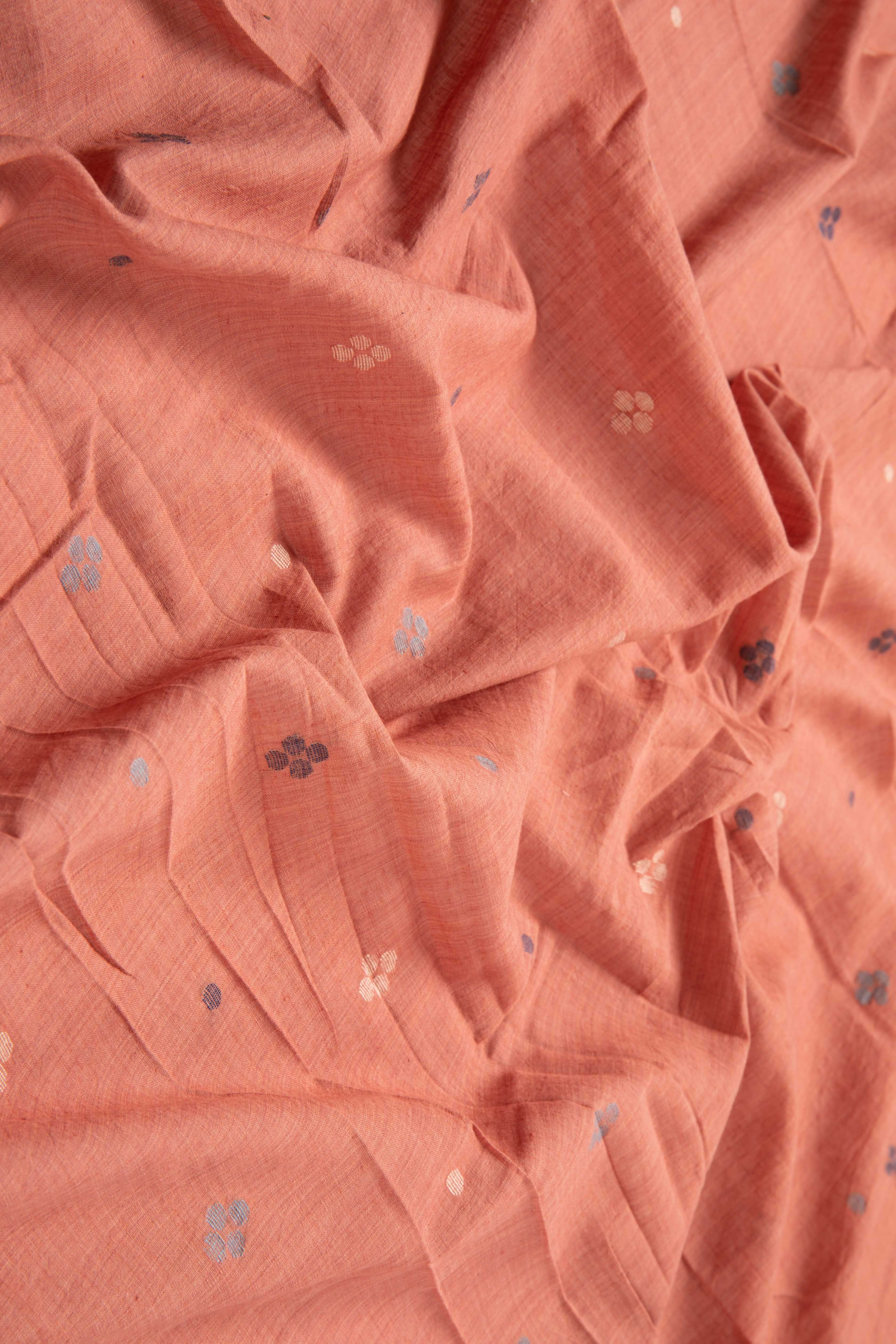 KEESHA - CORAL CALM HANDWOVEN JAMDANI COTTON FABRIC