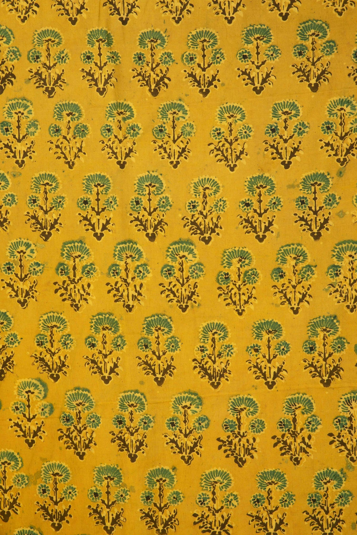 Siyahi - Teal Floral Motif Ajrakh Cotton Fabric