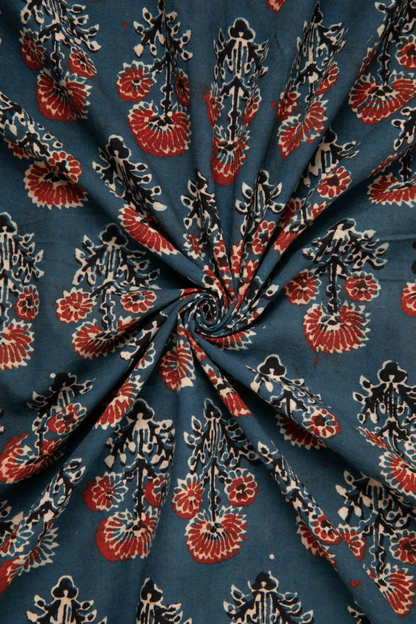 Siyahi - Rustic Charm Ajrakh Cotton Fabric-Rutambhara-RUTAMBHARA