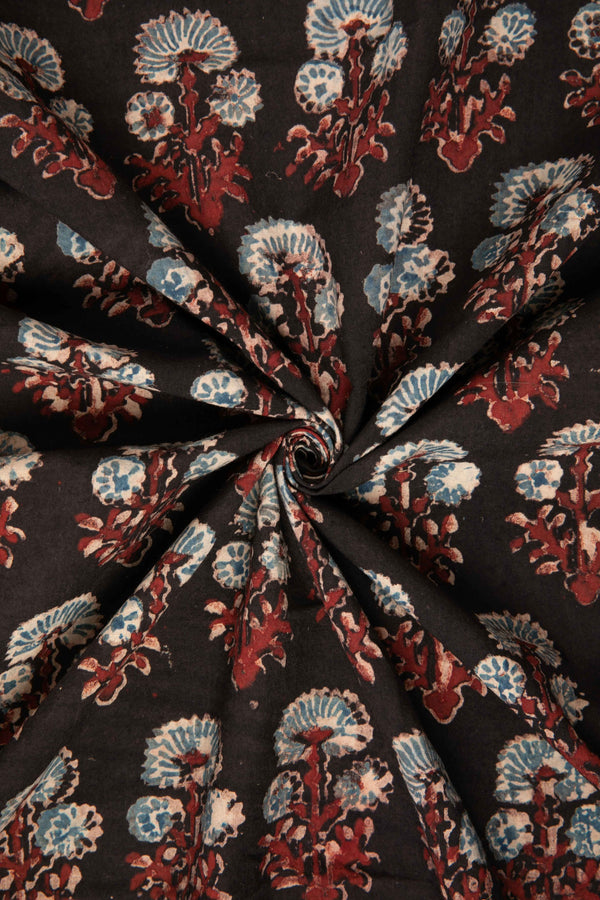 Siyahi - Rustic Charm Ajrakh Cotton Fabric-Rutambhara-RUTAMBHARA