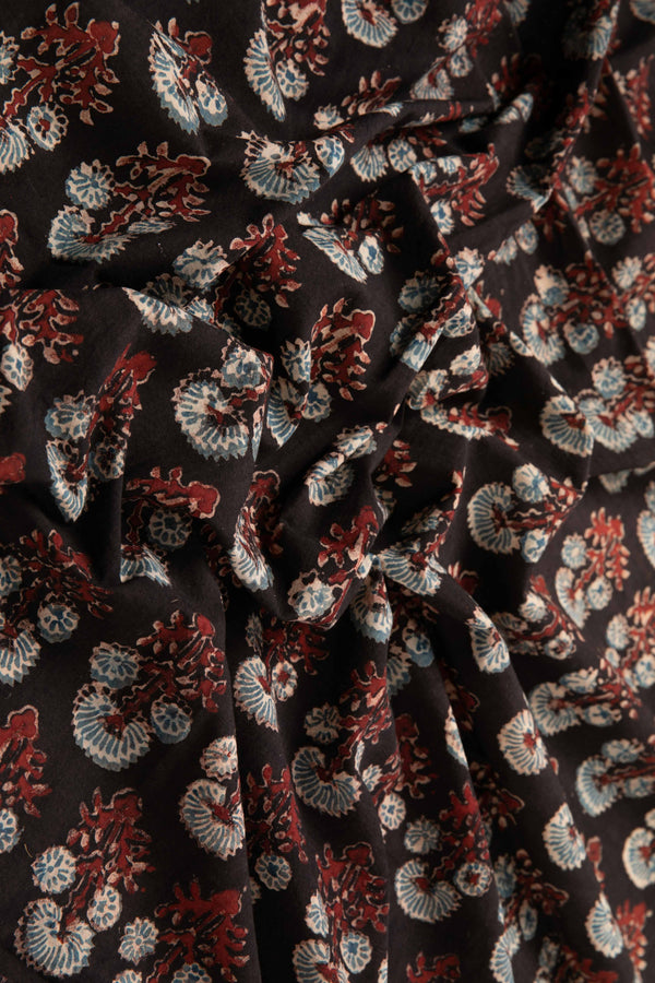 Siyahi - Rustic Charm Ajrakh Cotton Fabric-Rutambhara-RUTAMBHARA